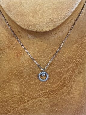 Sterling Silver Circle Pendant Necklace with White Sapphires. Hespera Nordstroms